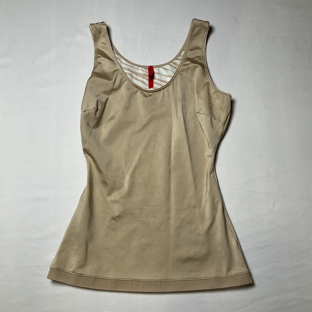 SPANX Shaper Tank Top Size Women's M Khaki Animal Print Lining 522
